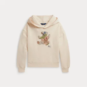 Patchwork Polo Bear French Terry Hoodie Guide Cream