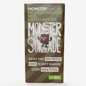 Monster Lavkarbo Belgisk Melkesjokolade m/Hasselnøtt 85g