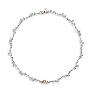 Sølv collier med 1 gull ledd og diamant