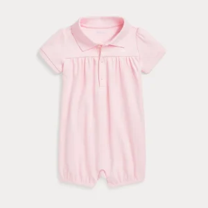Cotton Interlock Polo Bubble Shortall Bath Pink