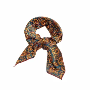 Bunadskjerf Petrol Oker Paisley